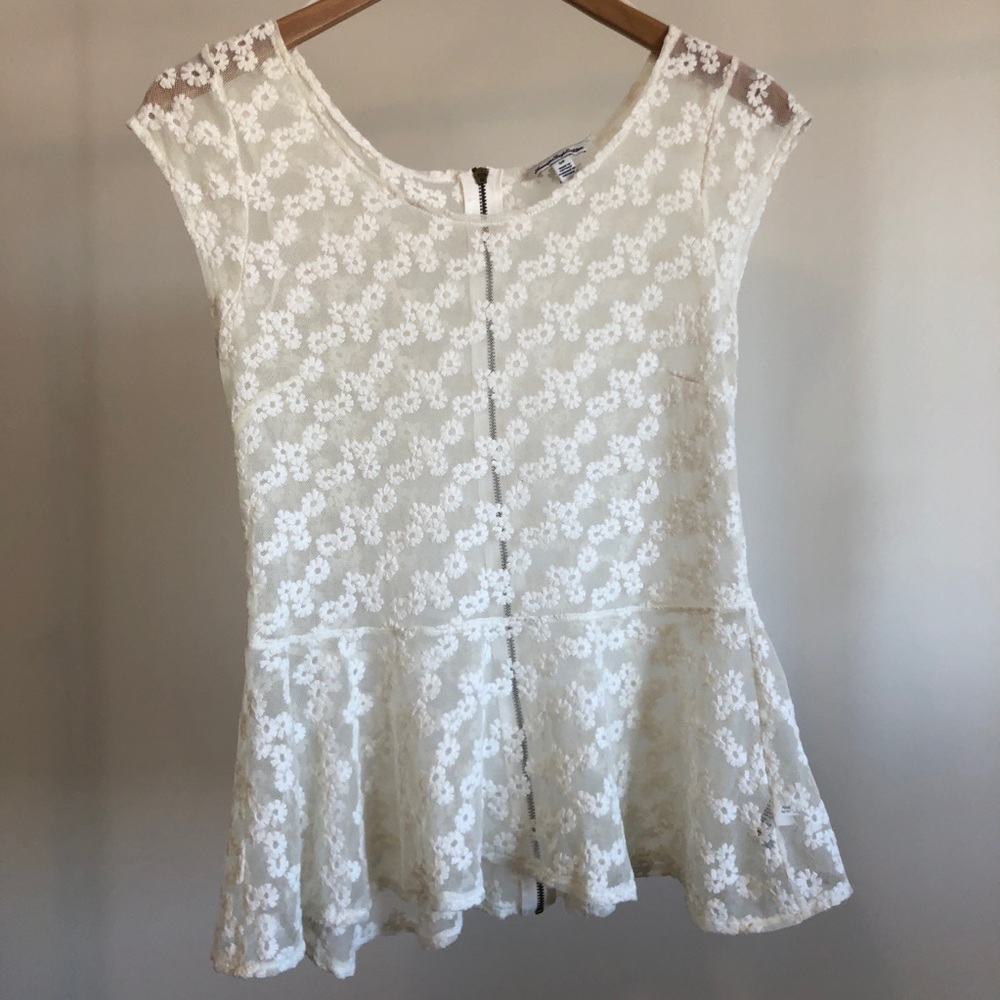 American Eagle Lace Peplum Top